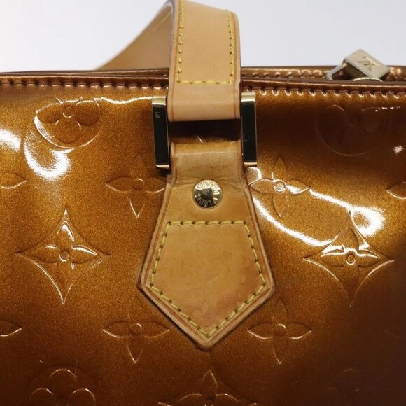 LOUIS VUITTON Monogram Vernis Houston Hand Bag Bronze M91122 LV Auth BA3582 - Picture 13 of 16